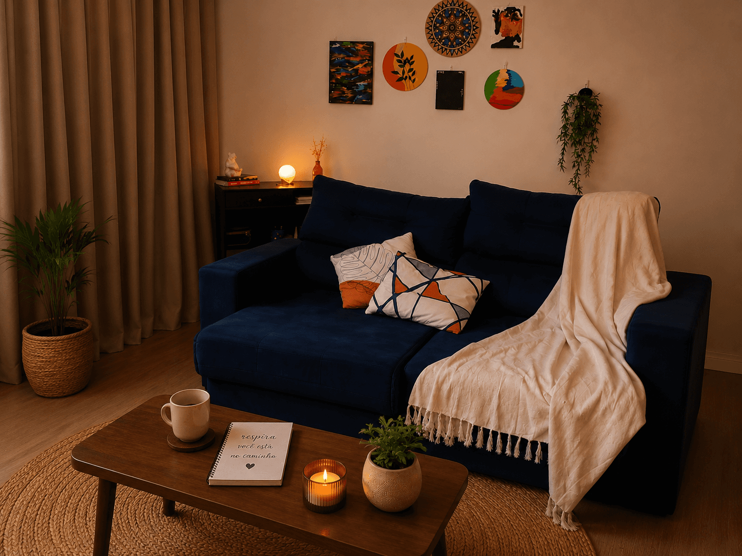 Ambiente do consultório com iluminação natural e decoração acolhedora